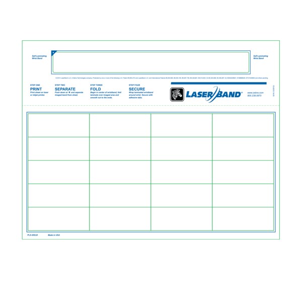 Laser Band - Adult Wristband 8-1/2" x 11"